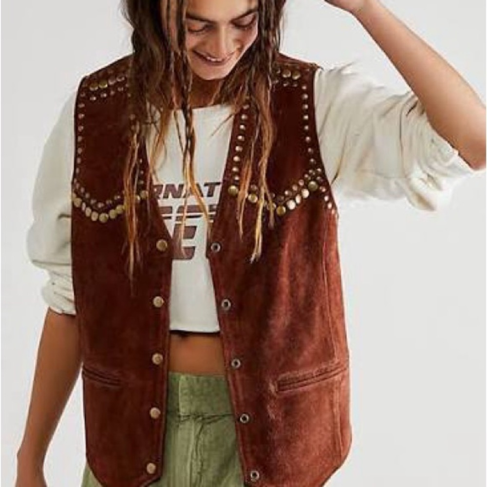 Understated Leather (from Free People)  Brown Rachel Suede Studded Vest